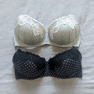 Set of Two Grey and Black Bras Size 34D